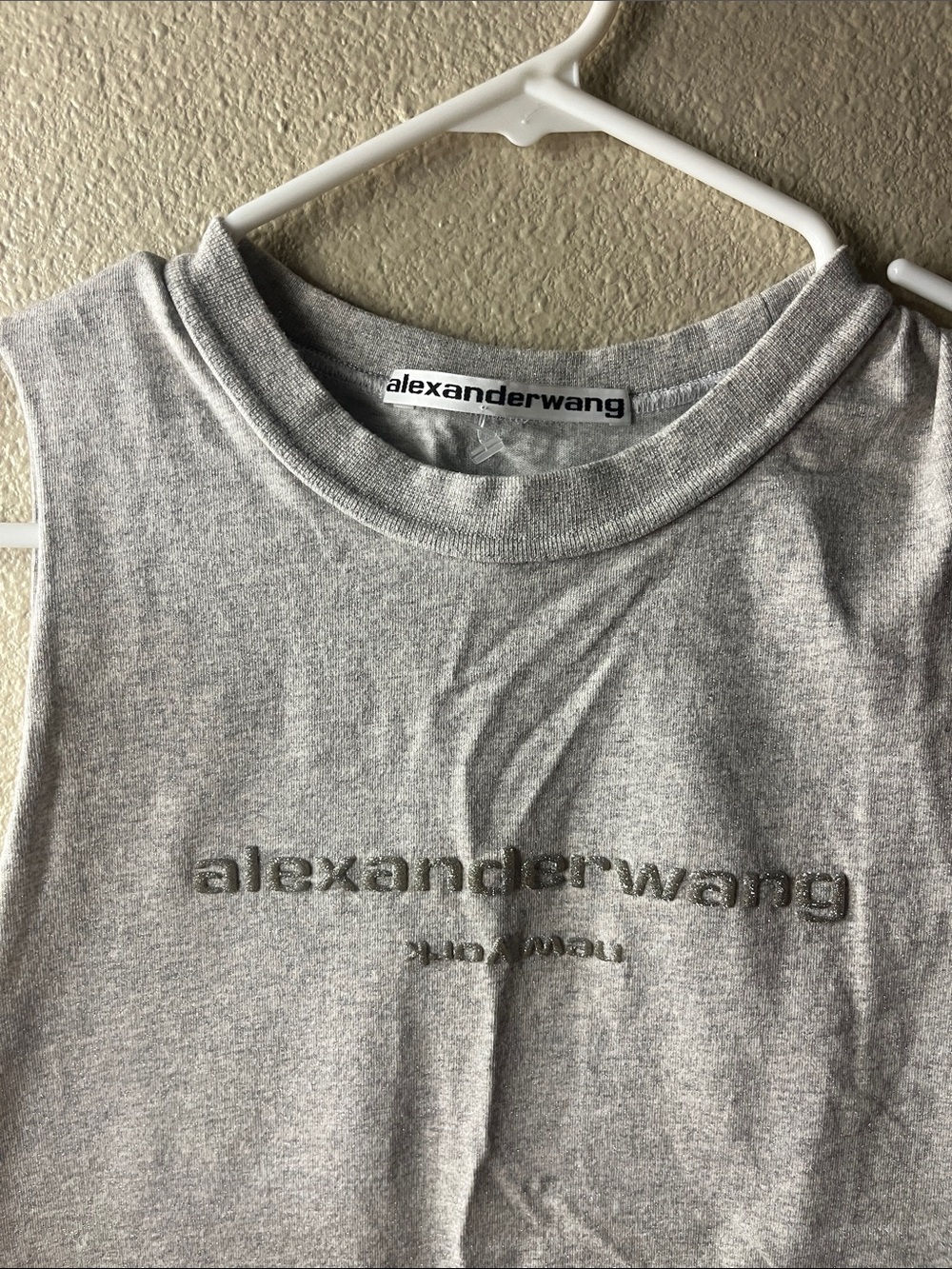 Alexander Wang Grey Embroidered Logo Tank SZ Medium